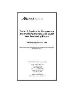 Code of Practice for Compressor and Pumping Stations and Sweet