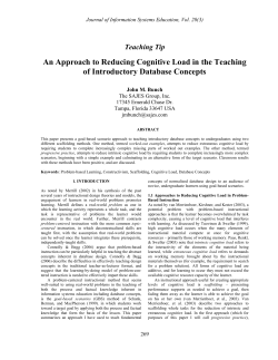 An Approach to Reducing Cognitive Load in the Teaching of