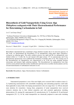Biosynthesis of Gold Nanoparticles Using Green Alga Pithophora