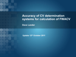 14 October 2011 Accuracy of CV determination systems for