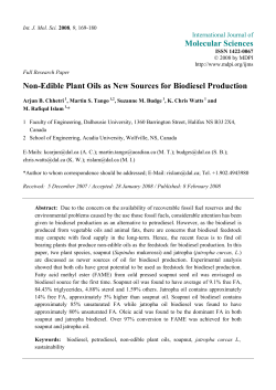 Non-Edible Plant Oils as New Sources for Biodiesel Production