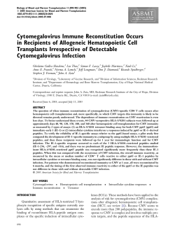 Cytomegalovirus Immune Reconstitution Occurs in Recipients of