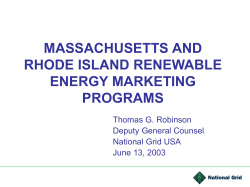 MASSACHUSETTS AND RHODE ISLAND RENEWABLE ENERGY