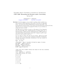 Reasoning and Decision under Uncertainty Spring 2017 Assignment