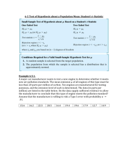 6-5 Test of Hypothesis about a Population Mean: Student`s t
