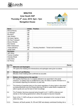 MINUTES Inner South HAP Thursday 4 June