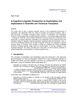A Cognitive Linguistic Perspective on Explicitation and - trans-kom
