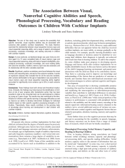 The Association Between Visual, Nonverbal Cognitive Abilities and