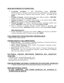 CV OF DR - University of the Punjab