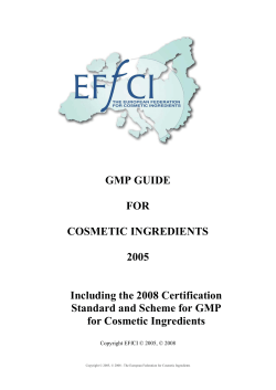 GMP GUIDE FOR COSMETIC INGREDIENTS
