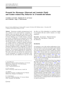 Prenatal Sex Hormones (Maternal and Amniotic Fluid) and Gender
