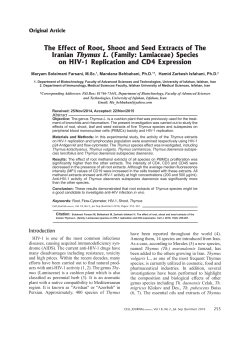 The Effect of Root, Shoot and Seed Extracts of The Iranian Thymus L