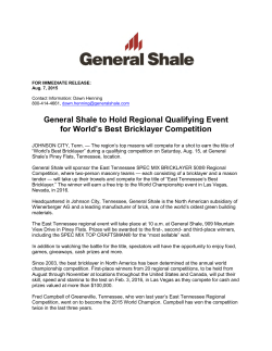 08/07/2015 - General Shale to Hold Regional Qualifying Event for