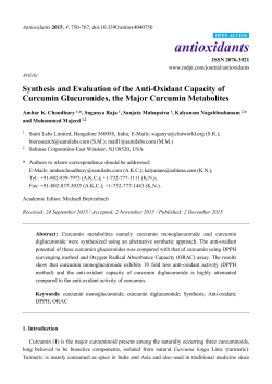 Synthesis and Evaluation of the Anti-Oxidant Capacity of