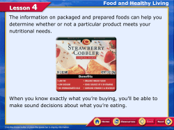 Chapter 5 Lesson 4 food and healthy living