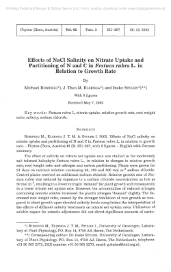 Effects of NaCl Salinity on Nitrate Uptake and Partitioning