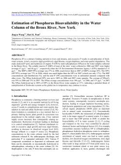 Estimation of Phosphorus Bioavailability in the Water Column of the