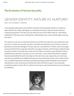 nature vs. nurture? - Gender Identity Watch