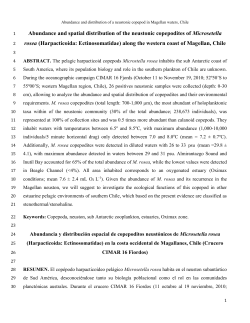 Abundance and spatial distribution of the neustonic copepodites of