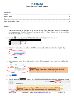 Enter Invoice/Credit Memo Contents Create