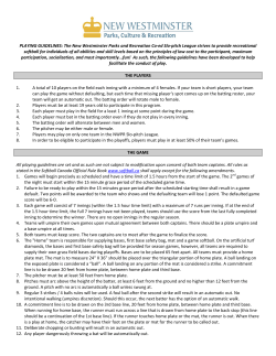 PLAYING GUIDELINES: The New Westminster Parks and