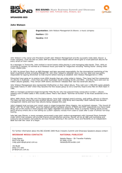 Music Business Summit and Showcase SPEAKERS BIO John Watson