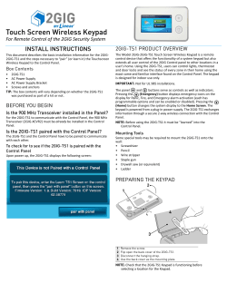 2GIG Touch Screen Wireless Keypad Install