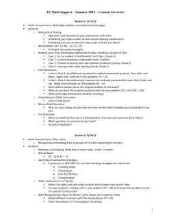 TE Math Support &ndash; Summer 2012 &ndash; Content Overview Session 1: 5