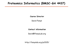 Proteomics Informatics &ndash; Syllabus Lecture 1