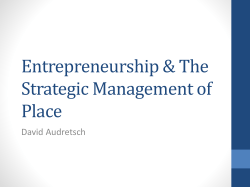 Entrepreneurship and Strategic Management of the Place