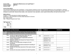 Automotive Maintenance and Light Repair 1 Course Number
