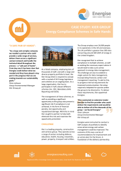 CASE STUDY: KIER GROUP Energy Compliance Schemes in Safe