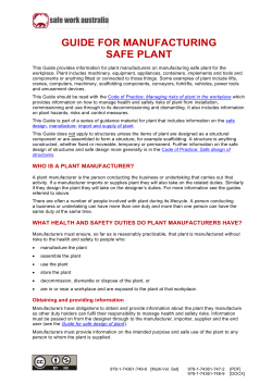 Guide for manufacturing safe plant