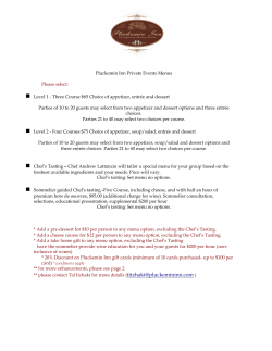Pluckemin Inn Private Events Menus Please select: Level 1