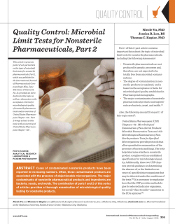 Microbial Limit Tests for Nonsterile Pharmaceuticals, Part 2