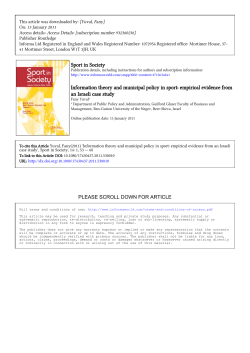Sport in Society Information theory and municipal policy in sport