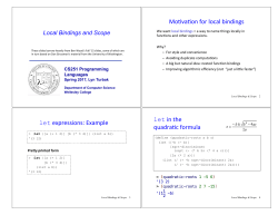 MoDvaDon for local bindings let expressions: Example let in the