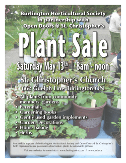 Saturday May 13th | 8am - noon - Burlington Horticultural Society