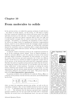 From molecules to solids - Theory of Condensed Matter