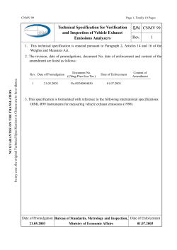Technical Specification for Verification and Inspection of Vehicle