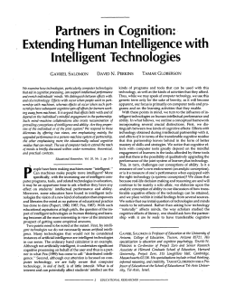 Partners in Cognition:- , Extending Human Intelligence with