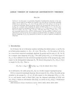 ADELIC VERSION OF MARGULIS ARITHMETICITY THEOREM Hee