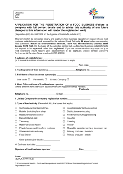 Food Registration form