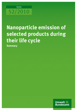 Nanoparticle emission of selected products during their life cycle