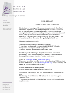 Specialist - Institute for Learning and Development