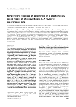 Temperature response of parameters of a biochemically based