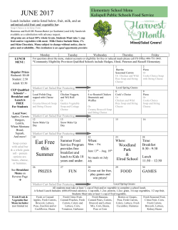 June Elmentary Menu - Kalispell Public Schools