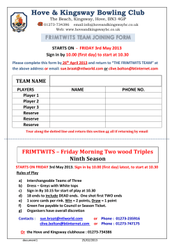 FRIMTWITS &ndash; ANNUAL JOINING FORM-2013 season