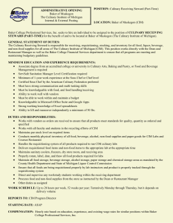 Culinary Receiving Steward