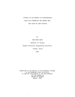 STUDIES ON THE EFFECTS OF SUPPLEMENTARY LIGHT FOR